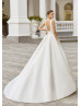 V Neck Ivory Satin Timeless Wedding Dress